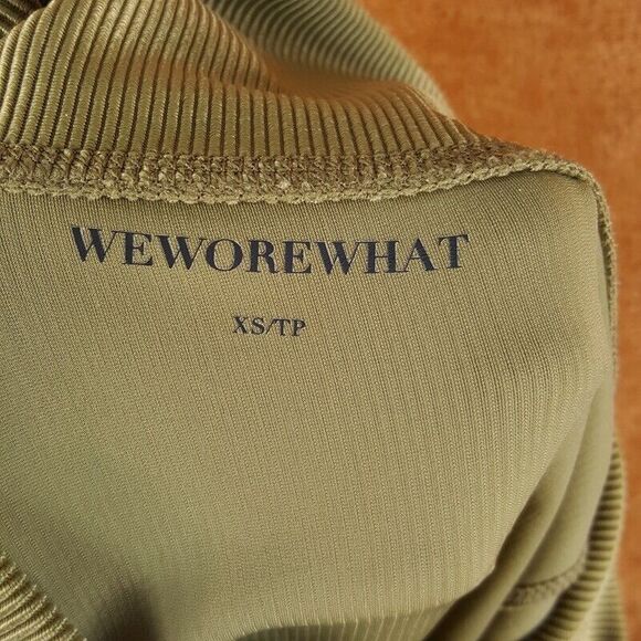 WE WORE WHAT Womens Leggings XS Green Ribbed High Waisted Full Length Stretch - Picture 3 of 8